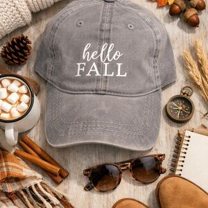 David & Young Hello Fall Embroidered Hat Autumn Baseball Cap